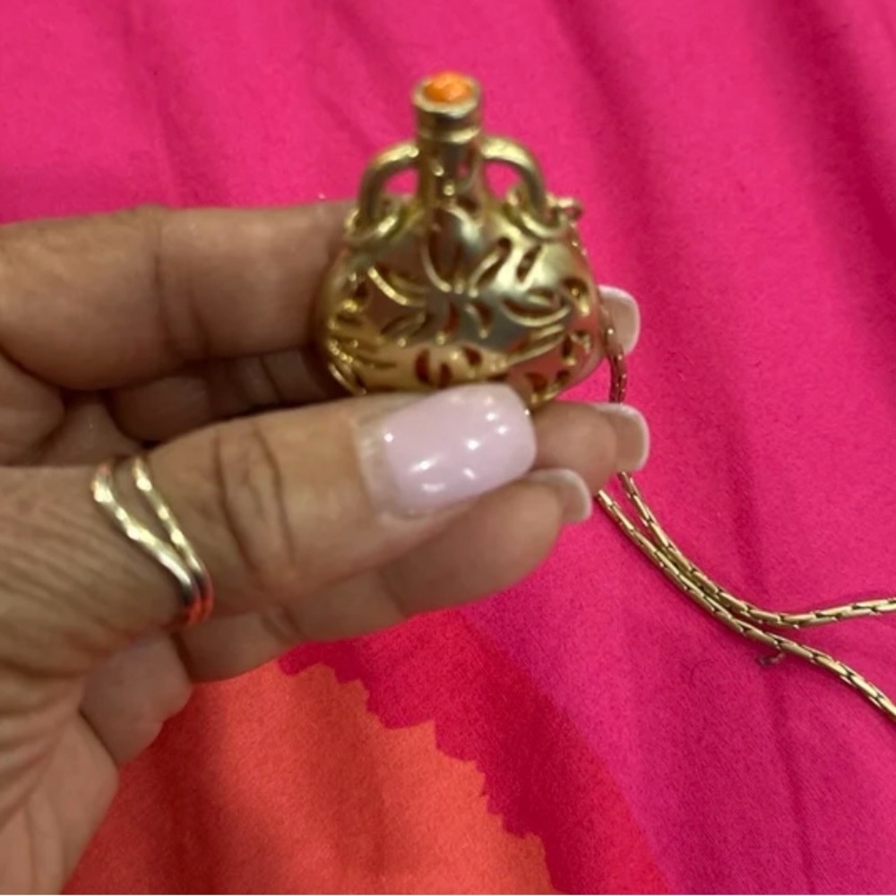 Lia Sophia Gold Necklace with orange accents. - Picture 2 of 6